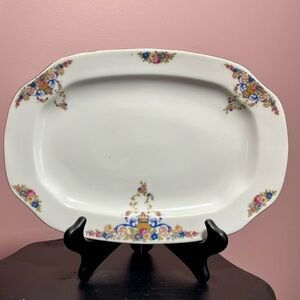 Antique 1918-1939 Victoria
China -Oval Platter 15 1/2" -Blue Red Floral